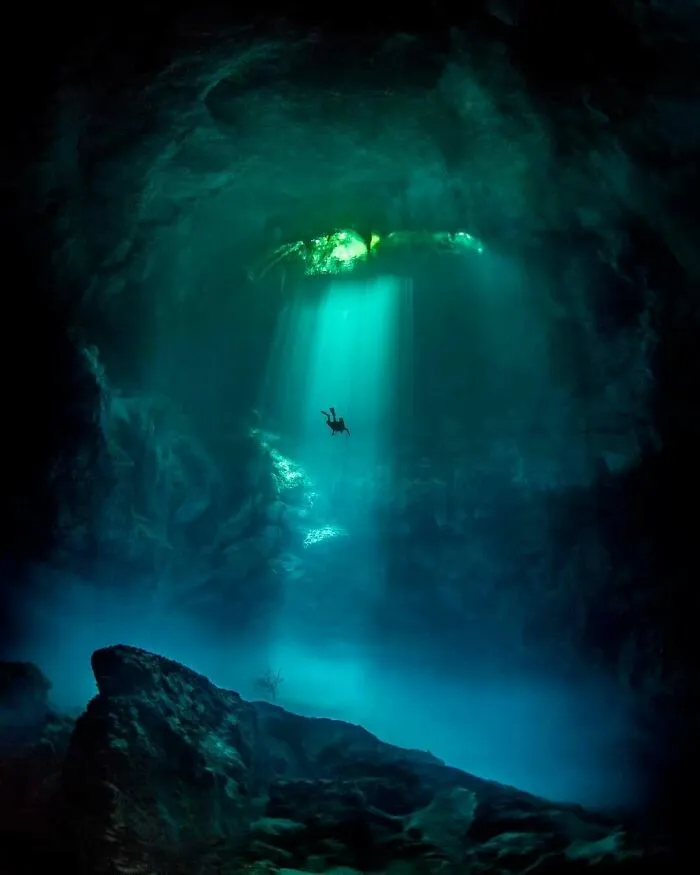 Rare Fresh Water Sinkhole In Tulum Mexico With Unlimited Visibility Underwater