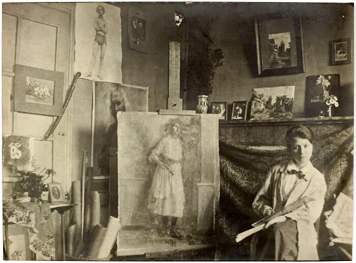 Portrait Of Jeanne Malivel In Her Studio In Loudéac Around 1920