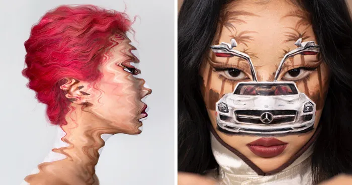 31 New Optical Illusions Created Entirely By Hand On This Korean Artist’s Face