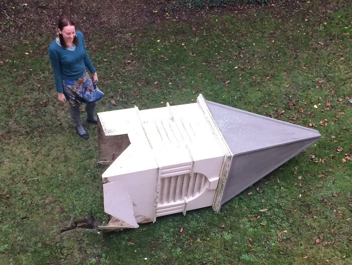 This Fell Off Our Apartment Block's Roof. Wife For Scale