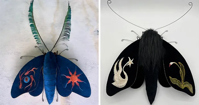 Artist Larysa Bernhardt Uses Old Textiles To Create Stunning Moth Sculptures (34 Pics)