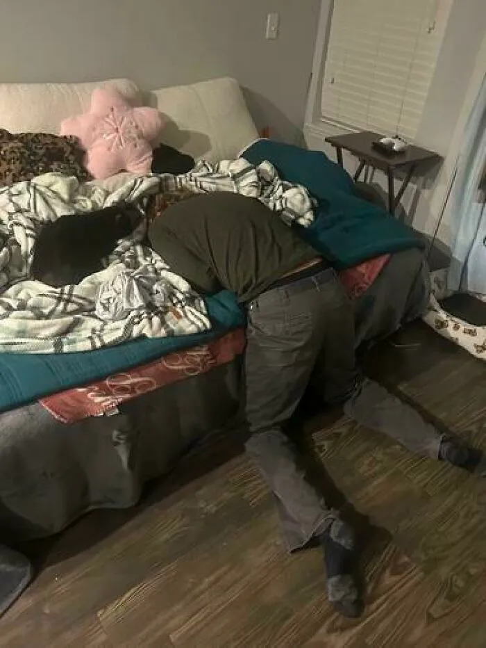 I Think He Was Petting The Cat And Fell Asleep …