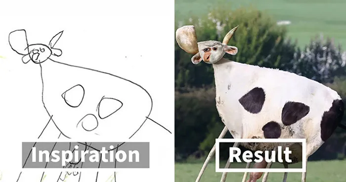 28 Terrifyingly Funny Recreations Of Kids’ Drawings By This Dad (New Pics)