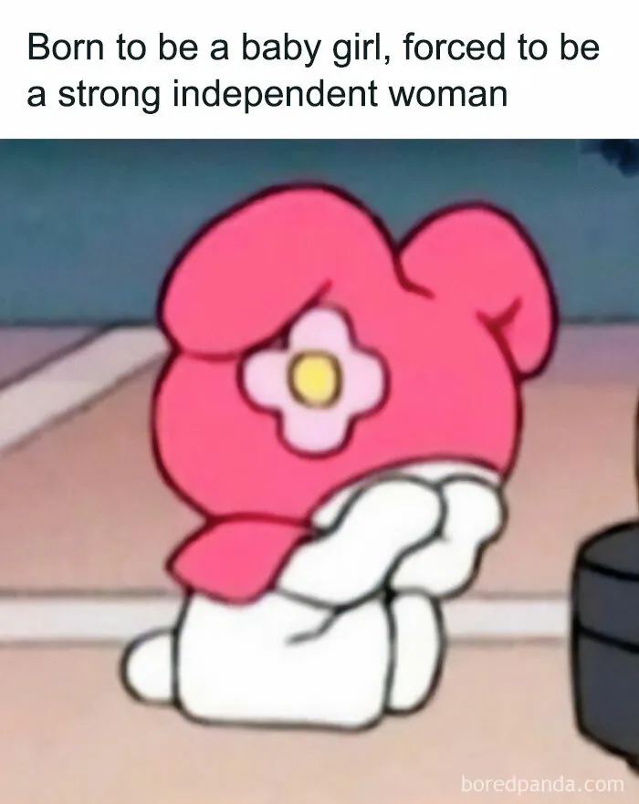 Couple meme showcasing a sad character representing strong independent women
