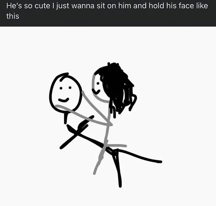 Funny couple meme with stick figures hugging showing relatable couple moments