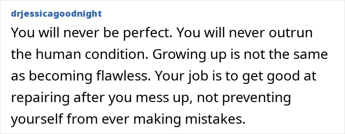 Adult life lessons teach getting good at repairing after mistakes