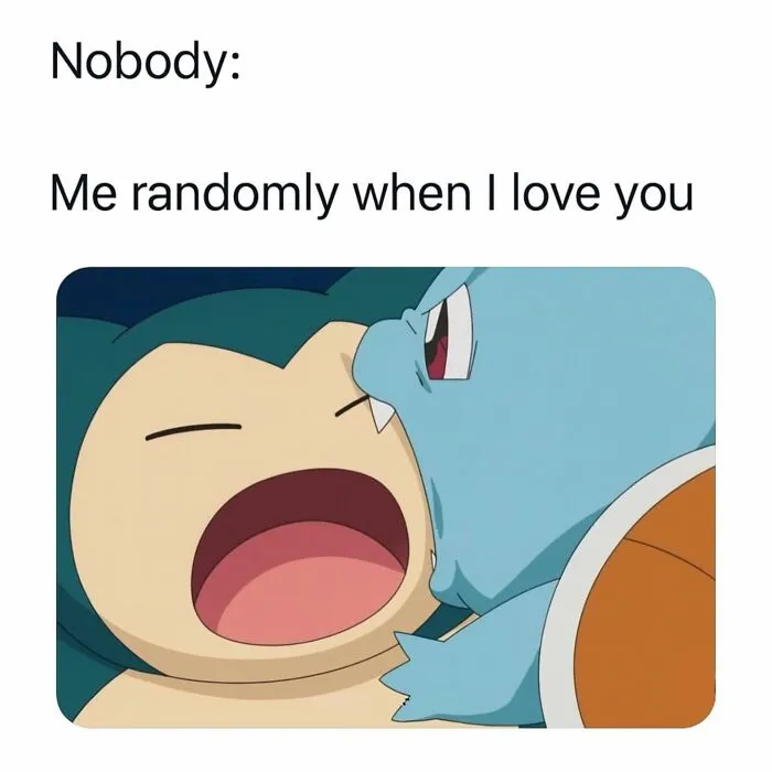 Pokemon meme showing characters expressing love randomly