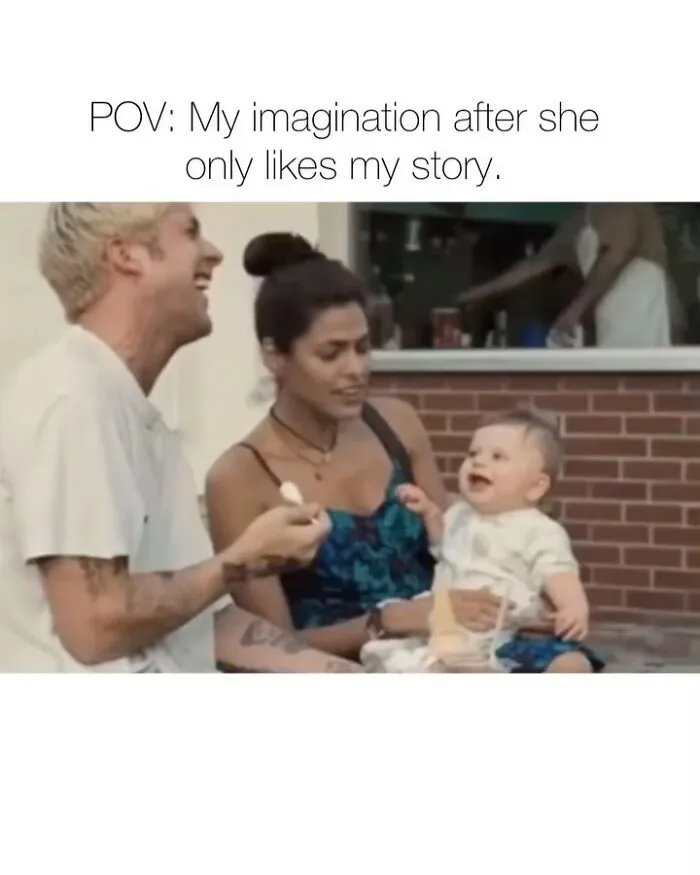 Funny couple meme imagining after partner only likes a social media story