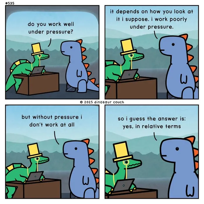 48 New Sweet And Relatable “Dinosaur Couch” Comics That Turn Anxiety Into Humor