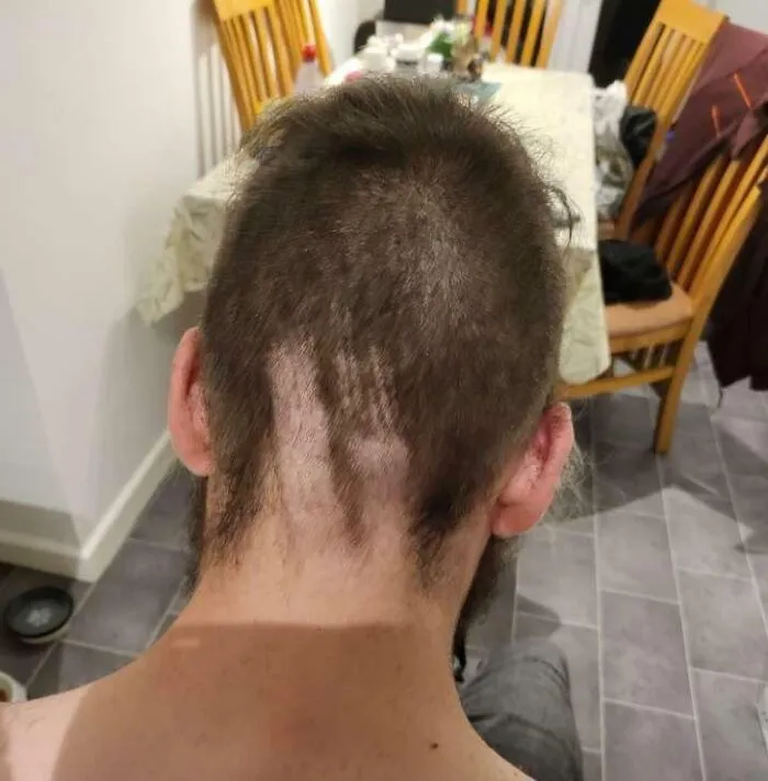 Mi novia me estaba ayudando a cortarme el pelo, estaba haciendo un trabajo fantástico hasta que oí un grito de susto