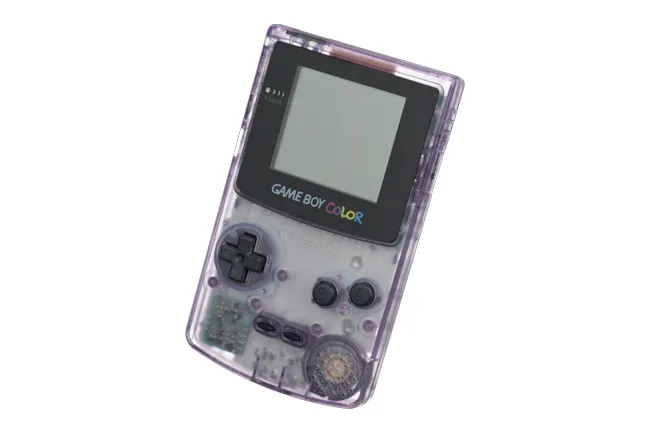 Transparent purple Game Boy Color, a classic retro gadget. This console lets you revive nostalgic gaming memories.