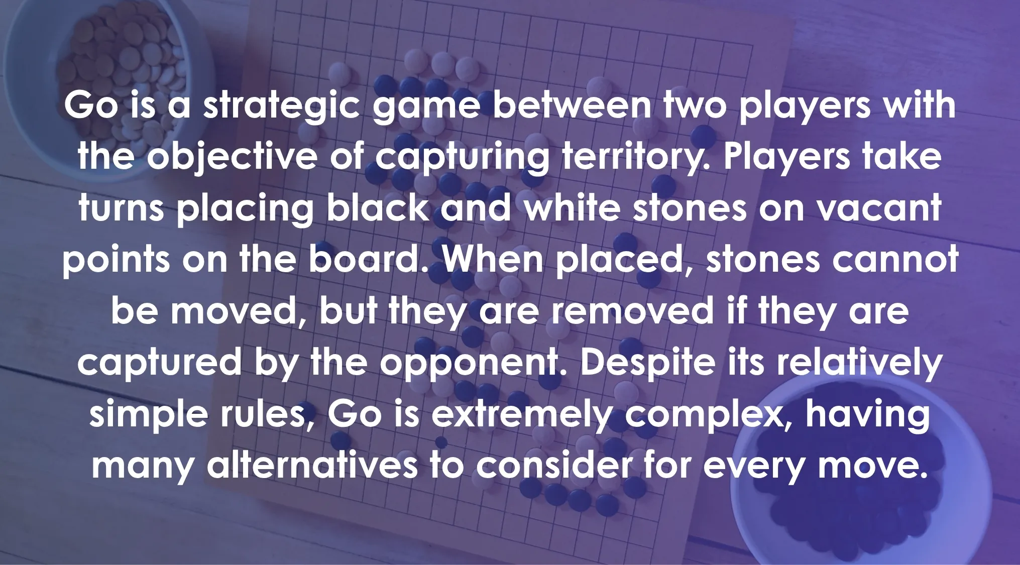 Description of the Go game rules, with an ACT Exam Quiz prompt about Go's properties.