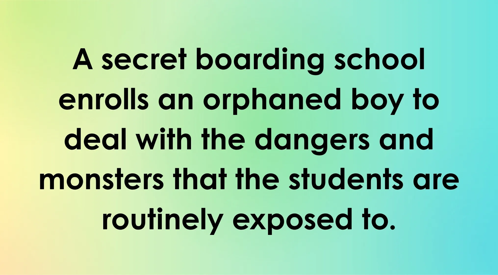 An Overly Literal Movie Description on a gradient background, summarizing a film franchise about a boy at a secret boarding school.