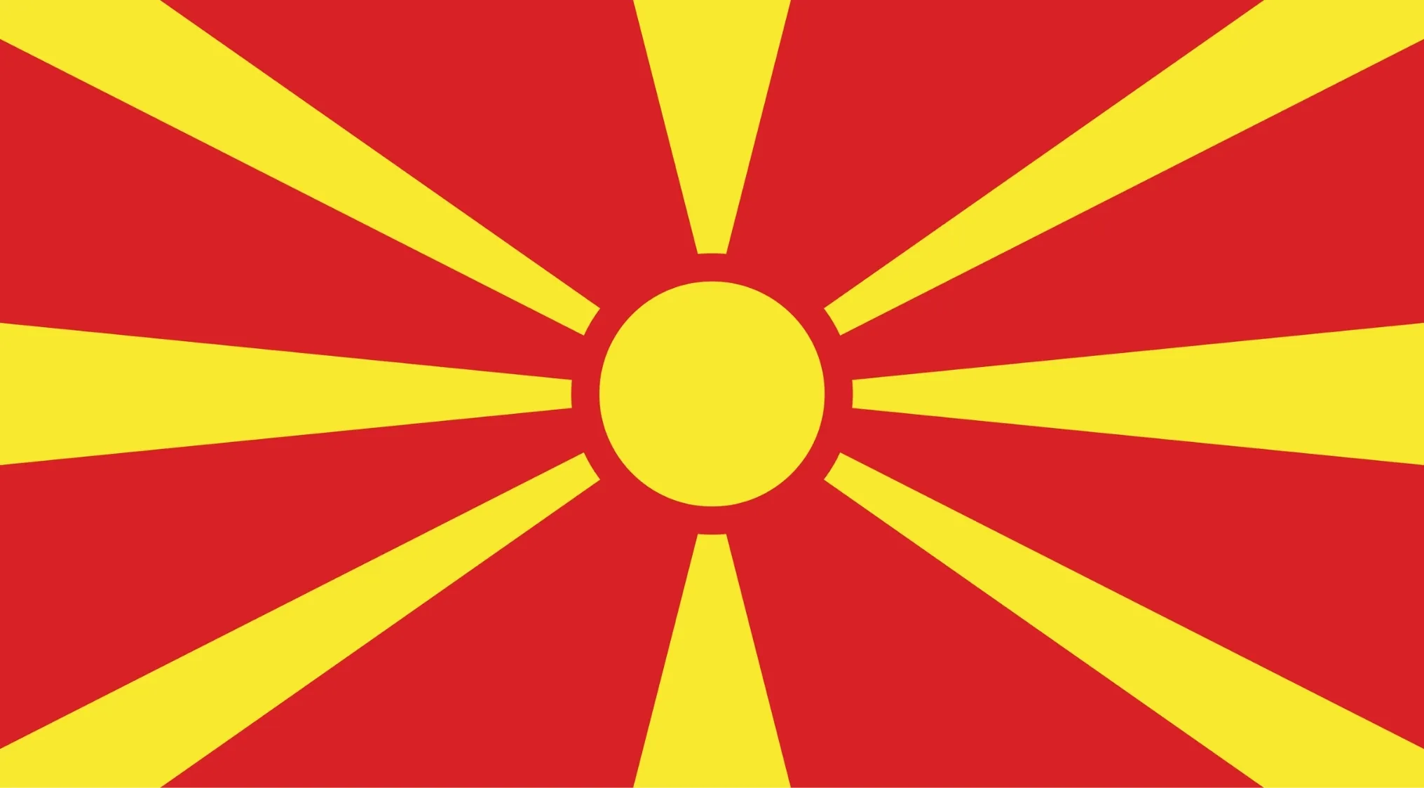 The European country flag of North Macedonia, featuring a yellow sun with eight rays on a red field.