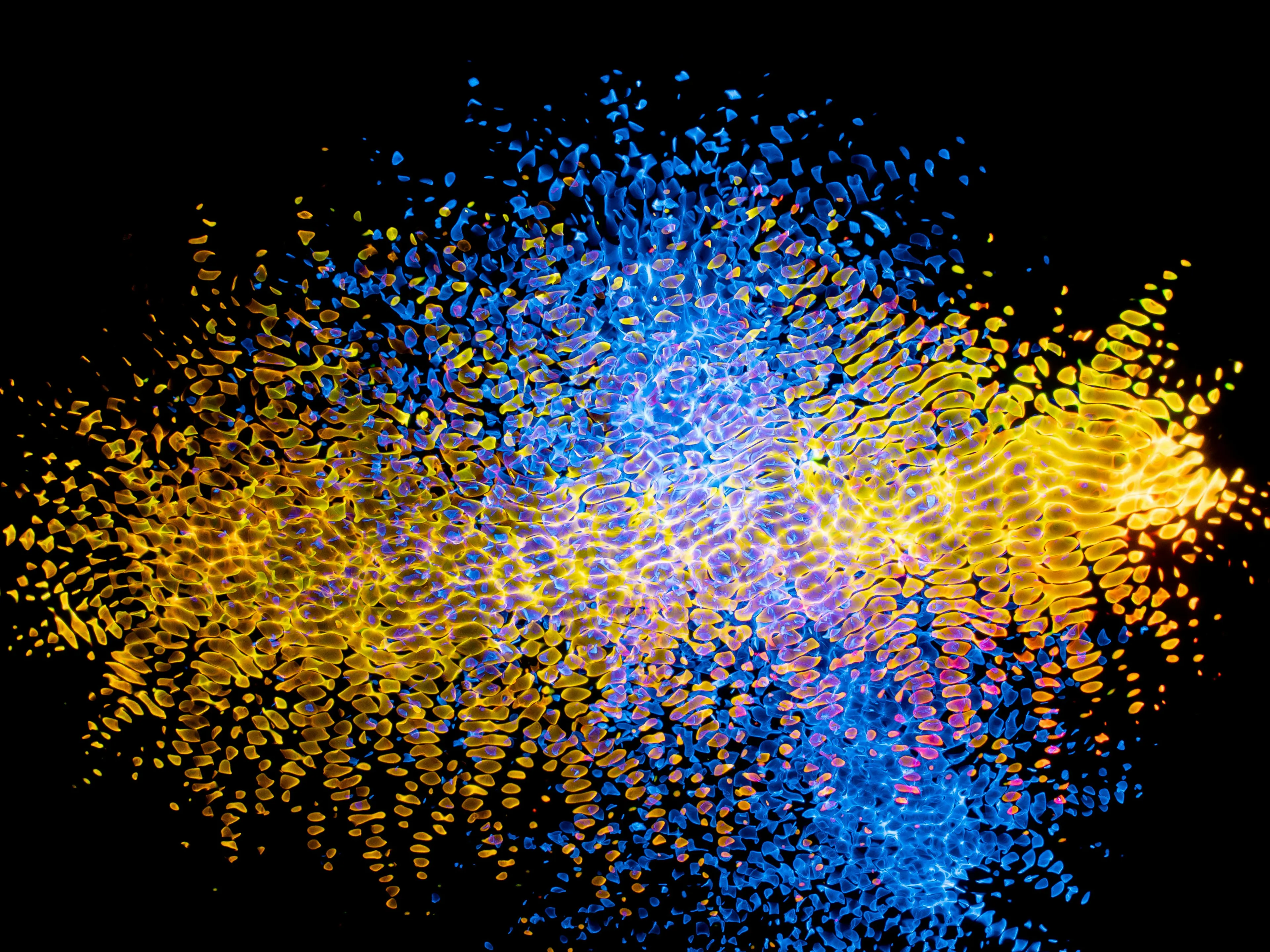 Abstract digital art with yellow and blue waves, representing scientific concepts like thermodynamic disorder.