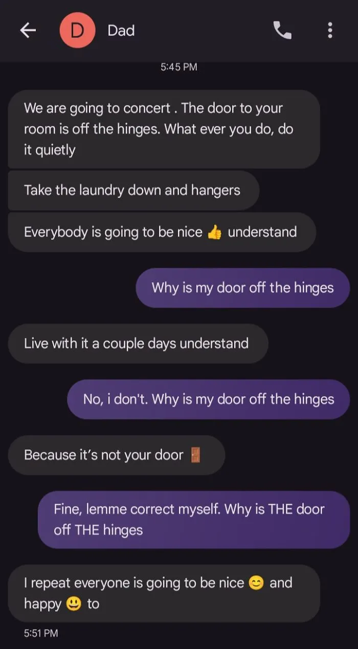 My Parents Took My Door Off The Hinges After An Argument