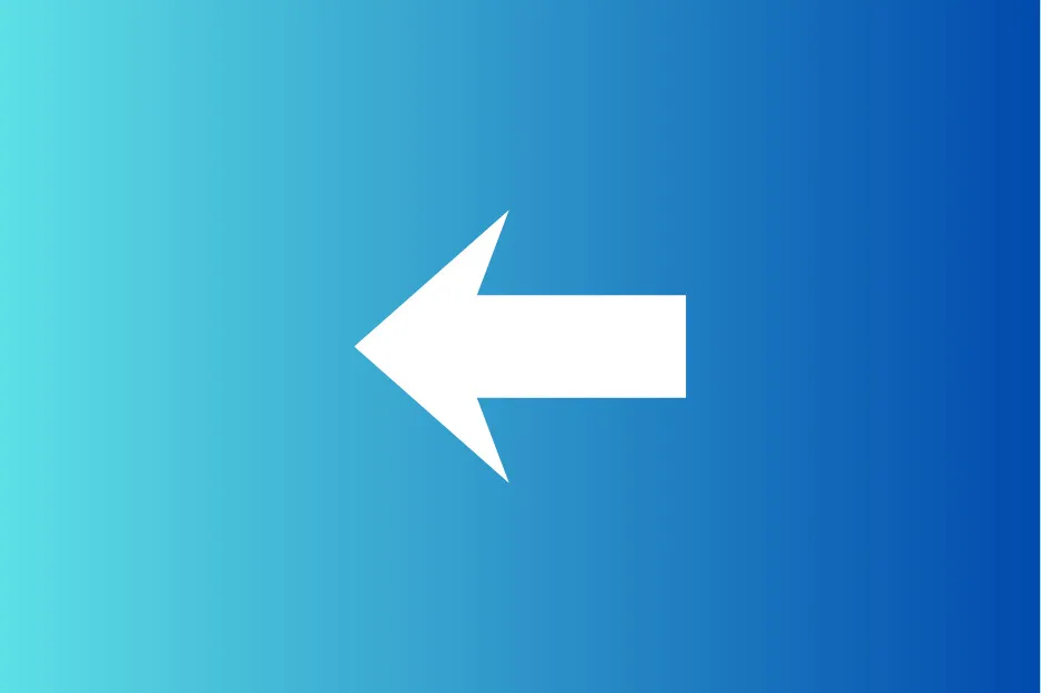 A white arrow pointing left on a blue gradient background, a missing C figure in a minimalist design.