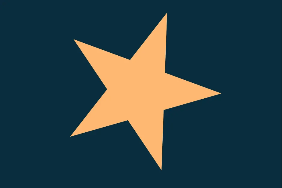 An orange, five-point star centered on a dark blue background. This image helps complete the pattern.