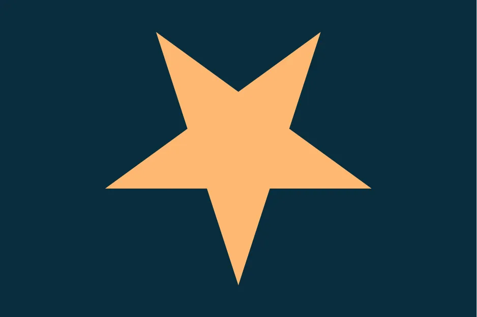 A single orange star with five points centered on a dark blue background. Choose the image that completes the pattern.