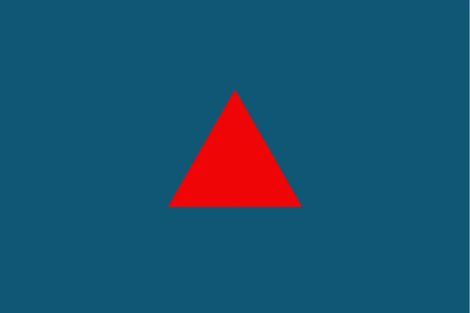 A vibrant red triangle against a teal background. This figure completes the pattern for a logic puzzle.