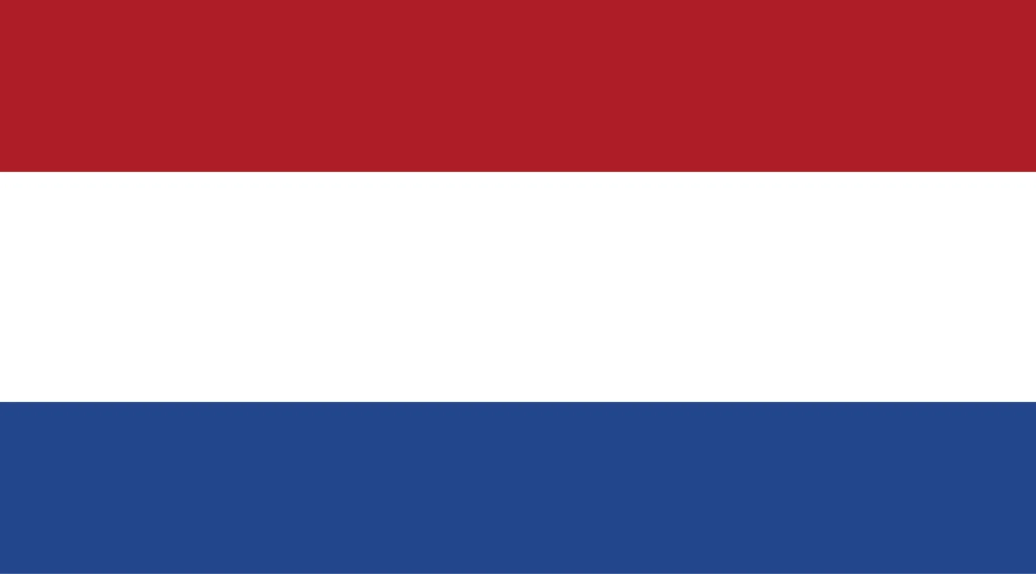 A horizontal tricolor European flag with red, white, and blue stripes. Guess this country's flag!