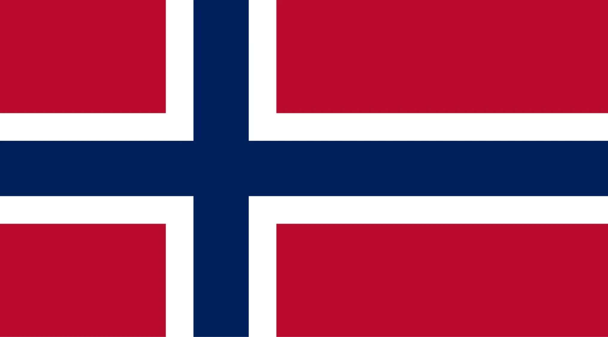 European Flags: The flag of Norway, featuring a red field with a blue Nordic cross bordered in white.