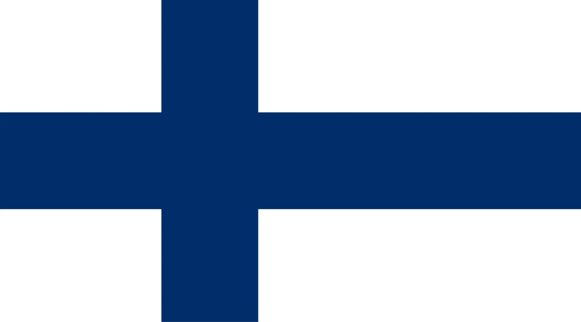 A simple flag with a blue Nordic cross on a white background, representing European flags.