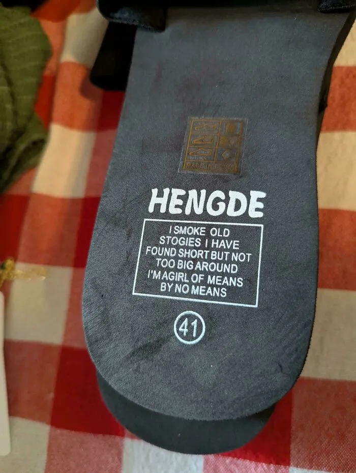 The Text On These Cheap Sandals My Sister Got From Shein