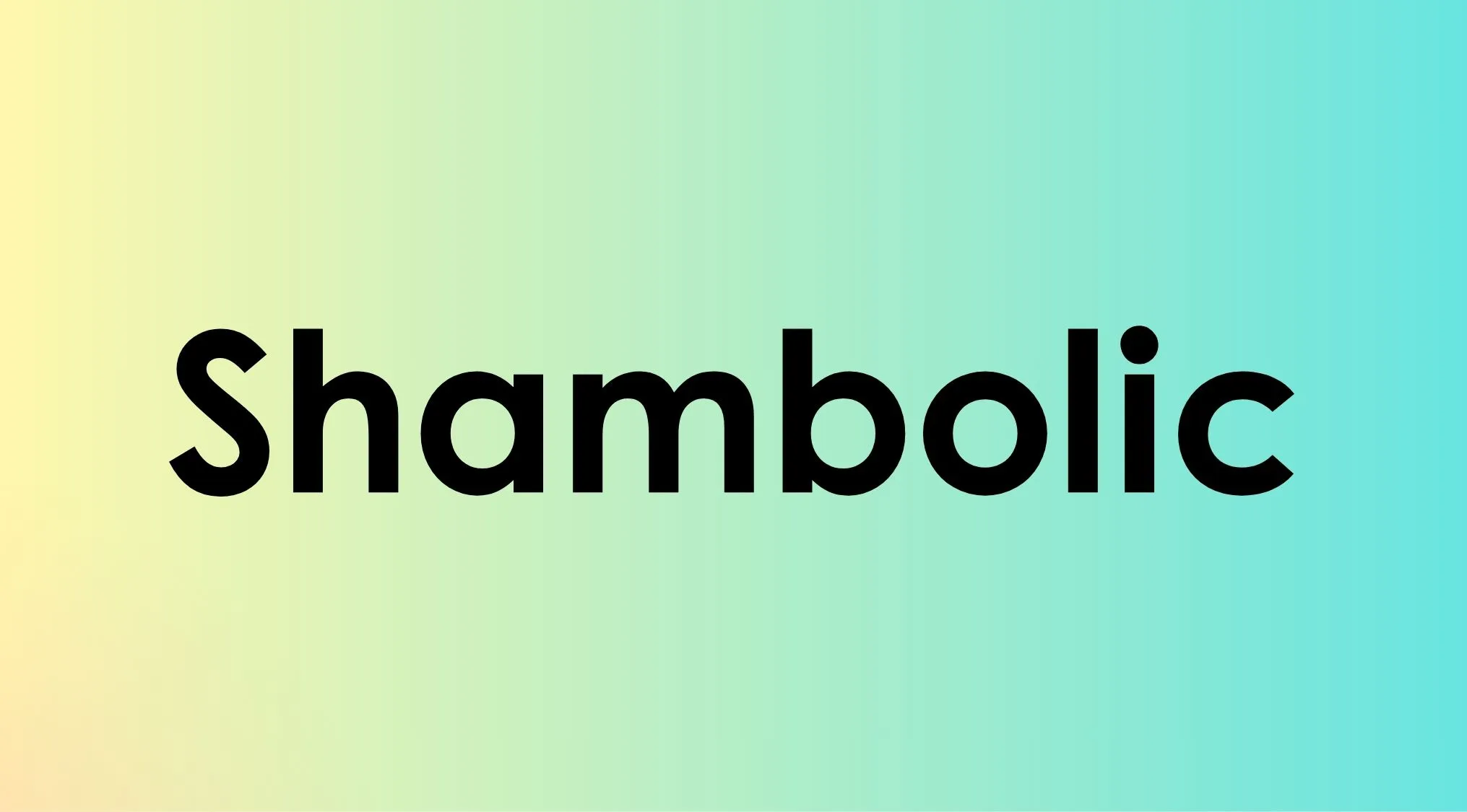 The word Shambolic in black text on a yellow to blue gradient background, from a British Vocabulary Quiz.