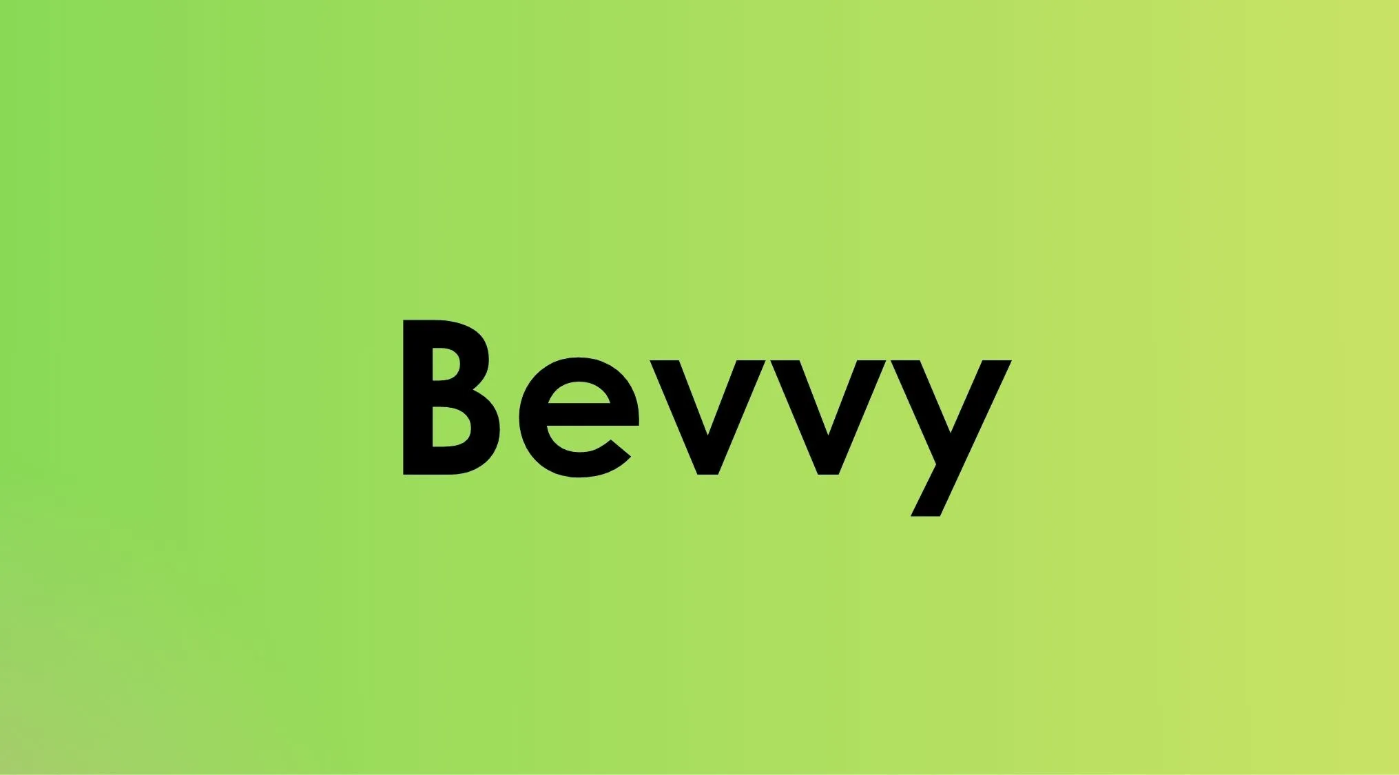 The word Bevvy in black letters centered on a green gradient background. British Vocabulary Quiz.