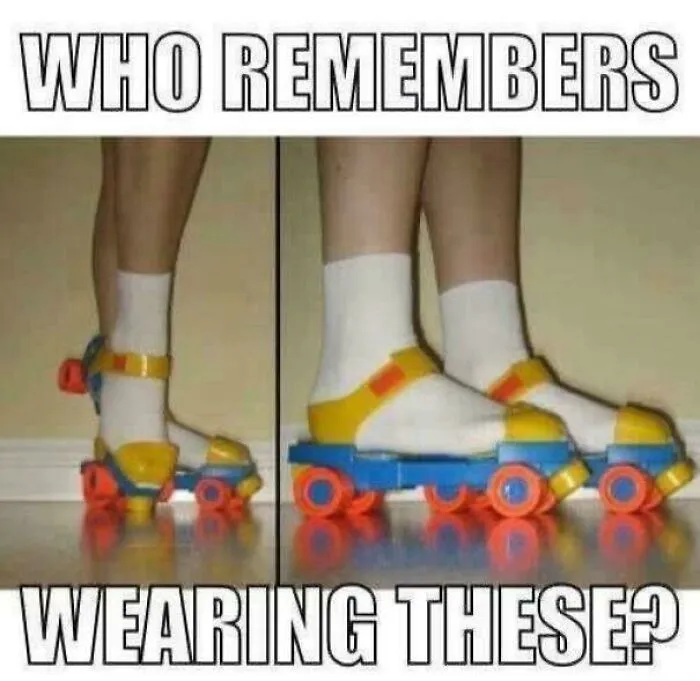 Childrens adjustable roller skates, a throwback meme that 90s kids will fully understand.