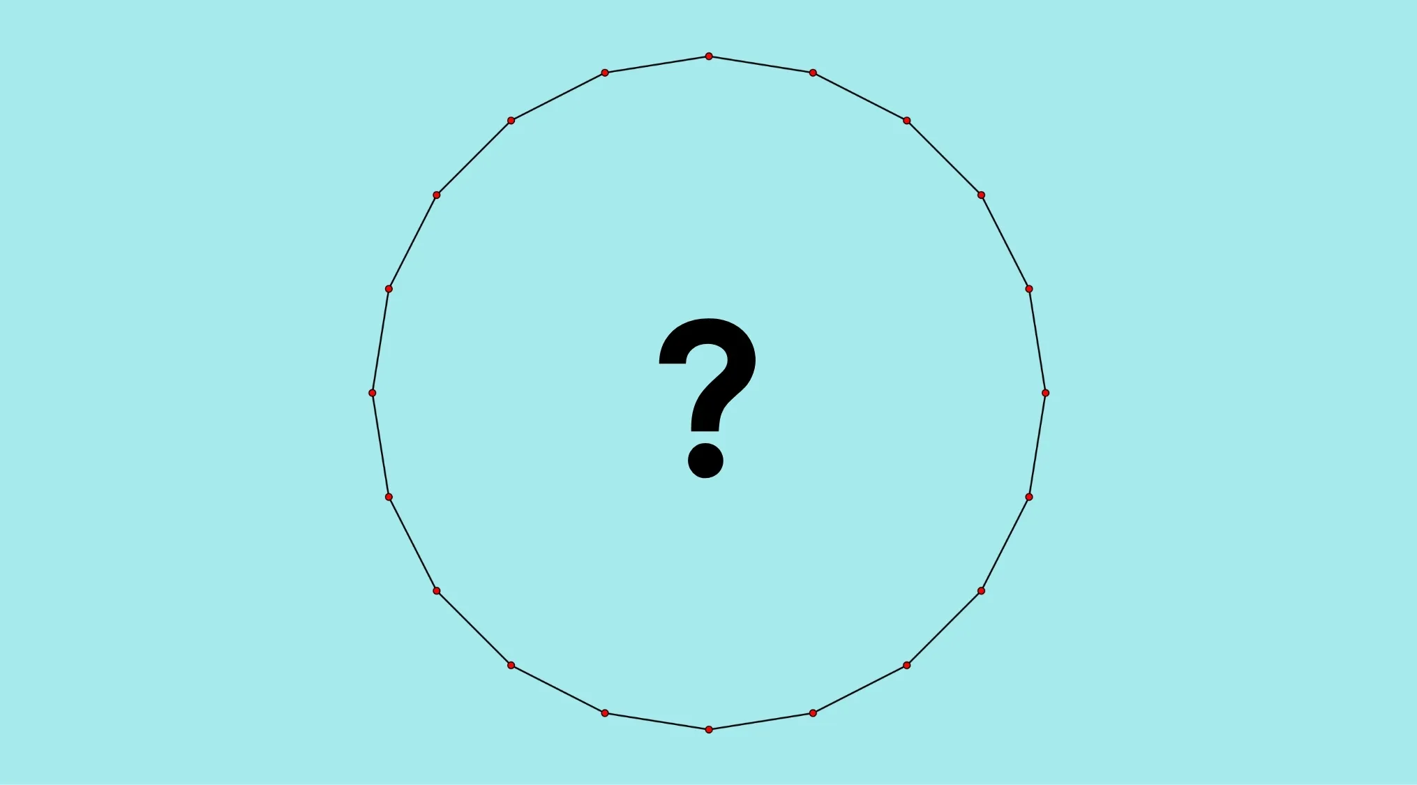 General knowledge quiz for high IQs: A 20-sided polygon with a question mark in the center on a light blue background.