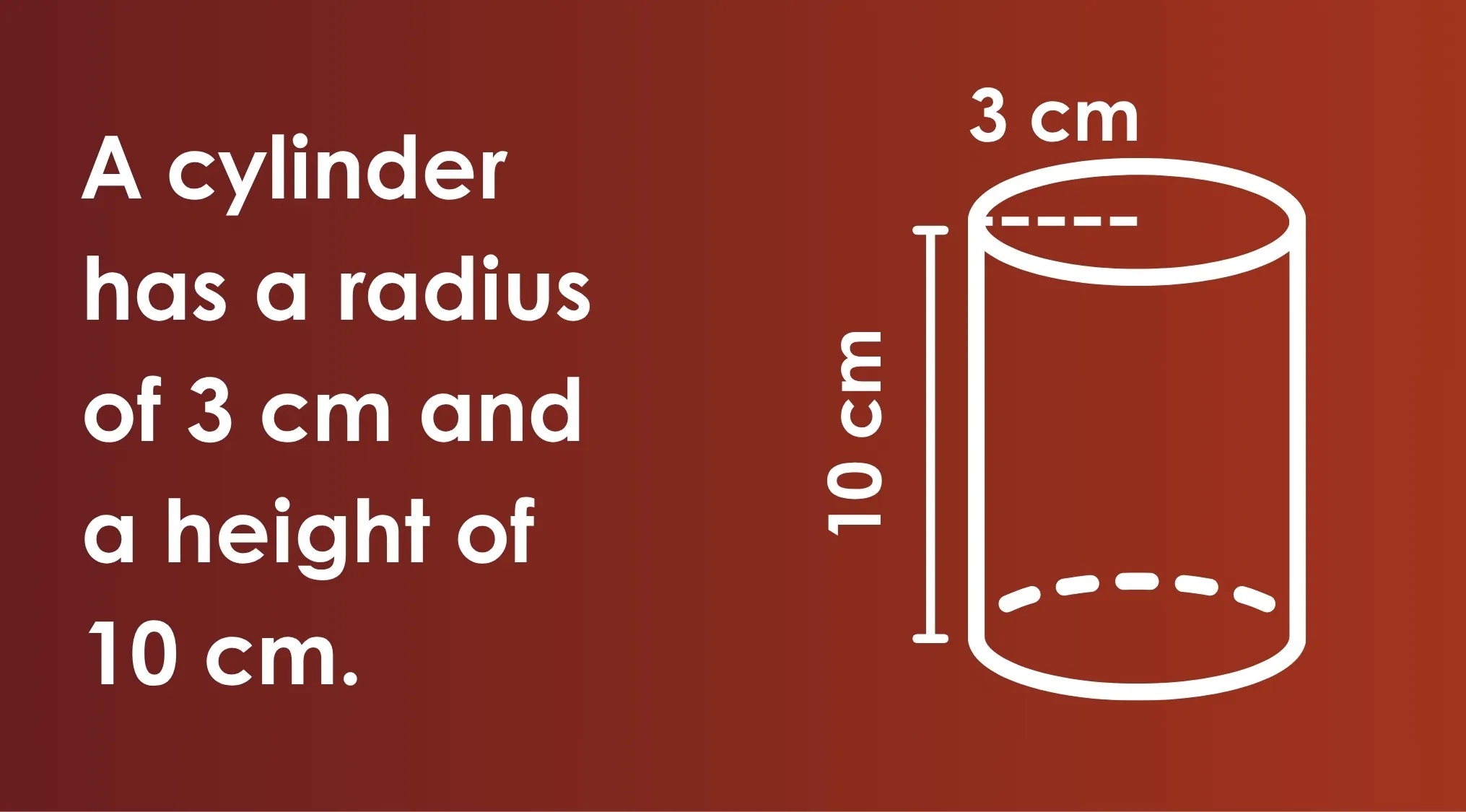 SAT Exam Trivia question: A cylinder with a radius of 3 cm and a height of 10 cm. Find the volume of this cylinder.