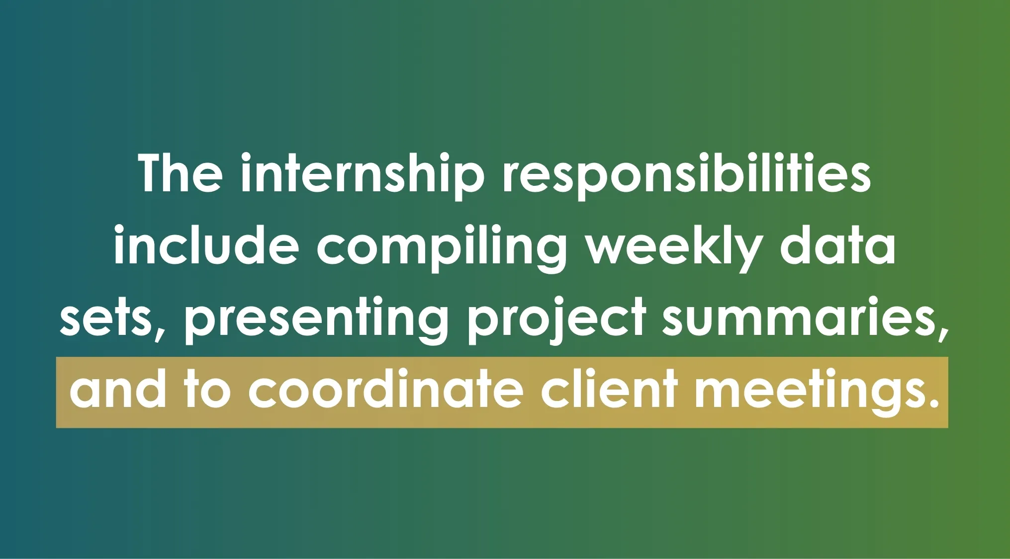 SAT exam trivia question on grammar. Text displays: The internship responsibilities include compiling weekly data sets, presenting project summaries, and to coordinate client meetings. The last phrase is highlighted.