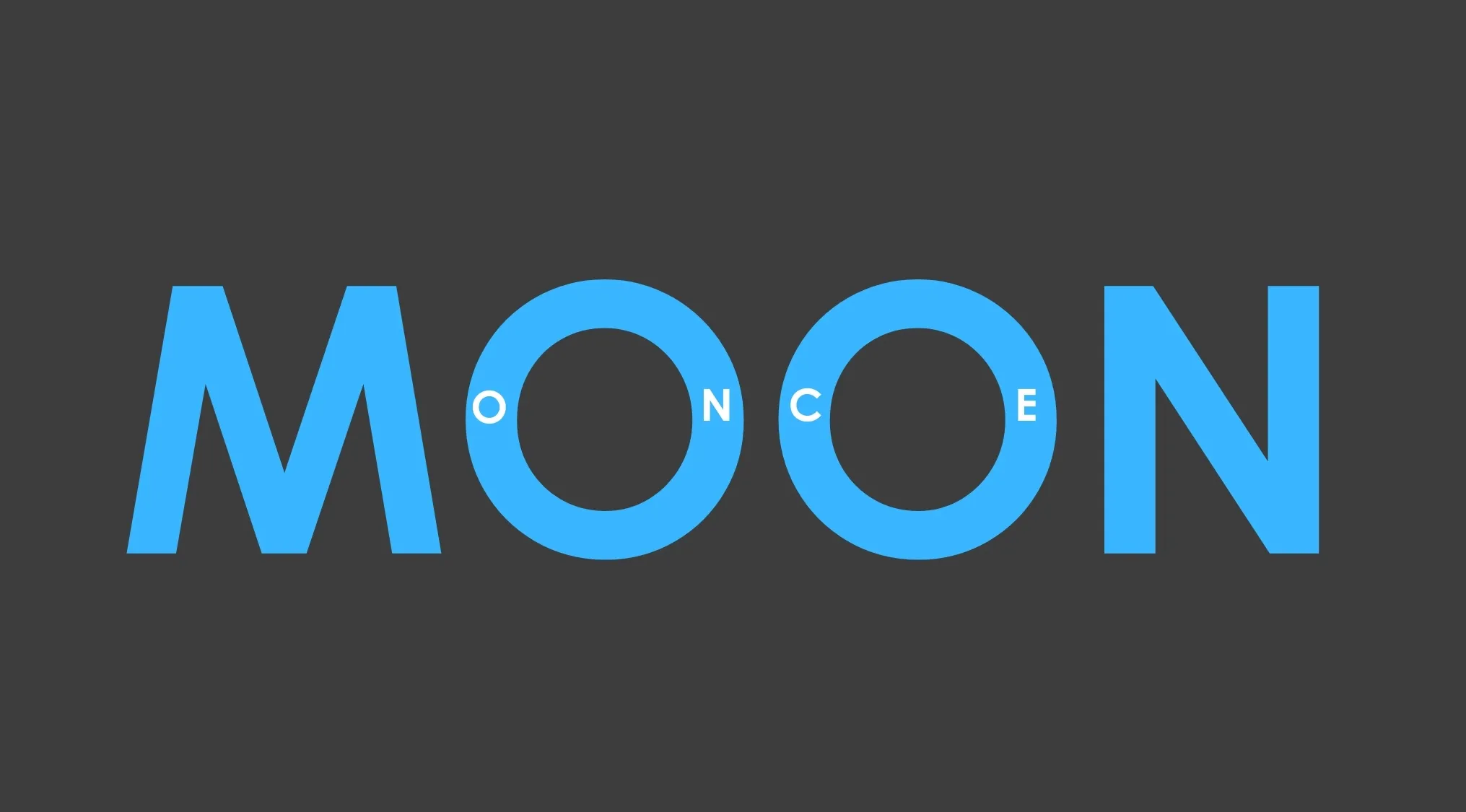 A rebus puzzle with the word ONCE nested inside the letters of the word MOON