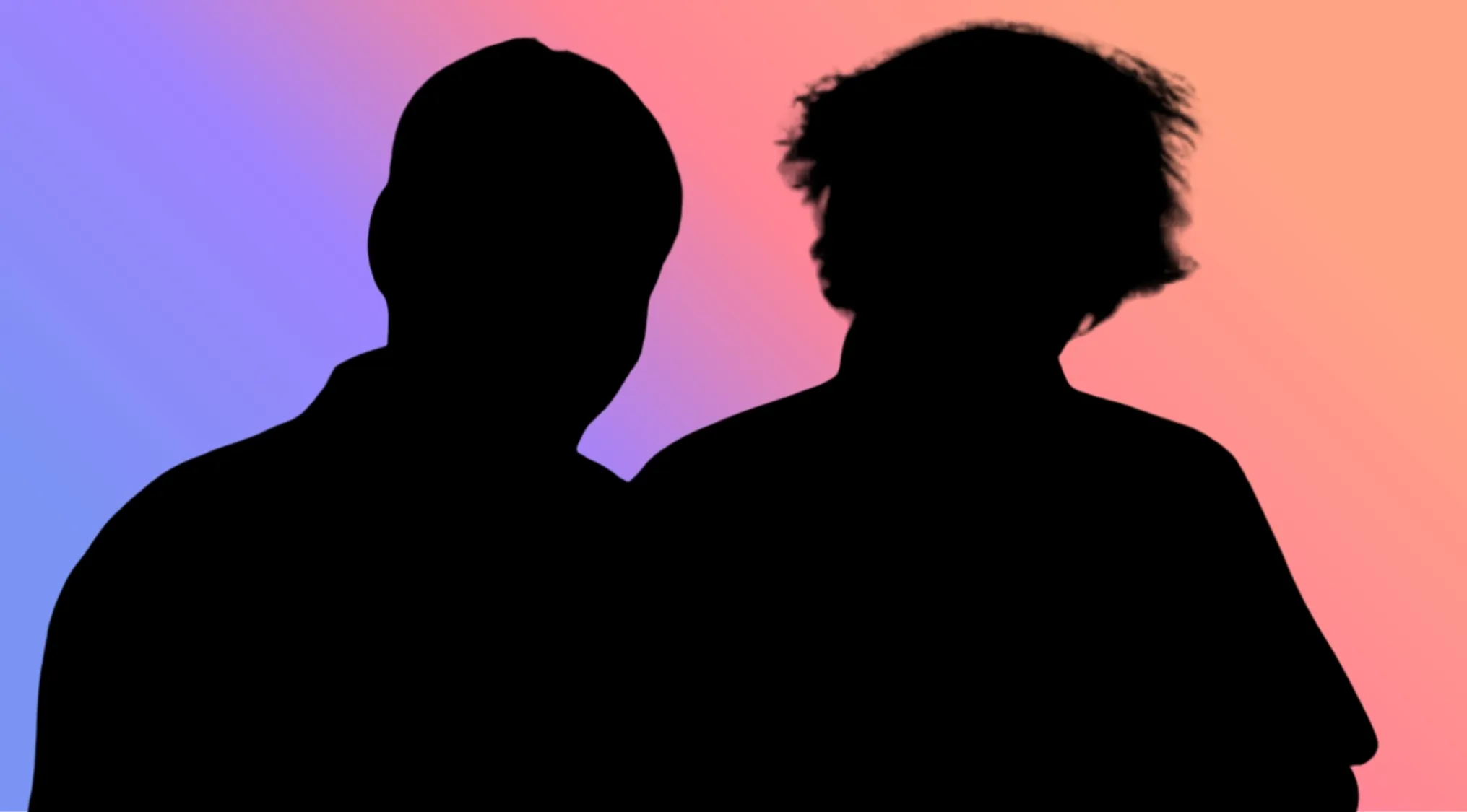Two Character Silhouettes against a gradient background, challenging viewers to identify the film characters.