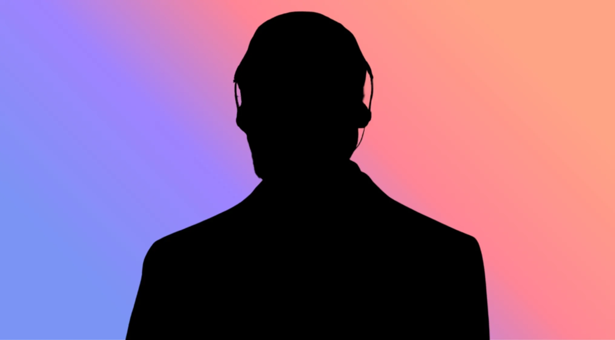 A character silhouette against a purple and orange background, wearing headphones. Whose silhouette is this?