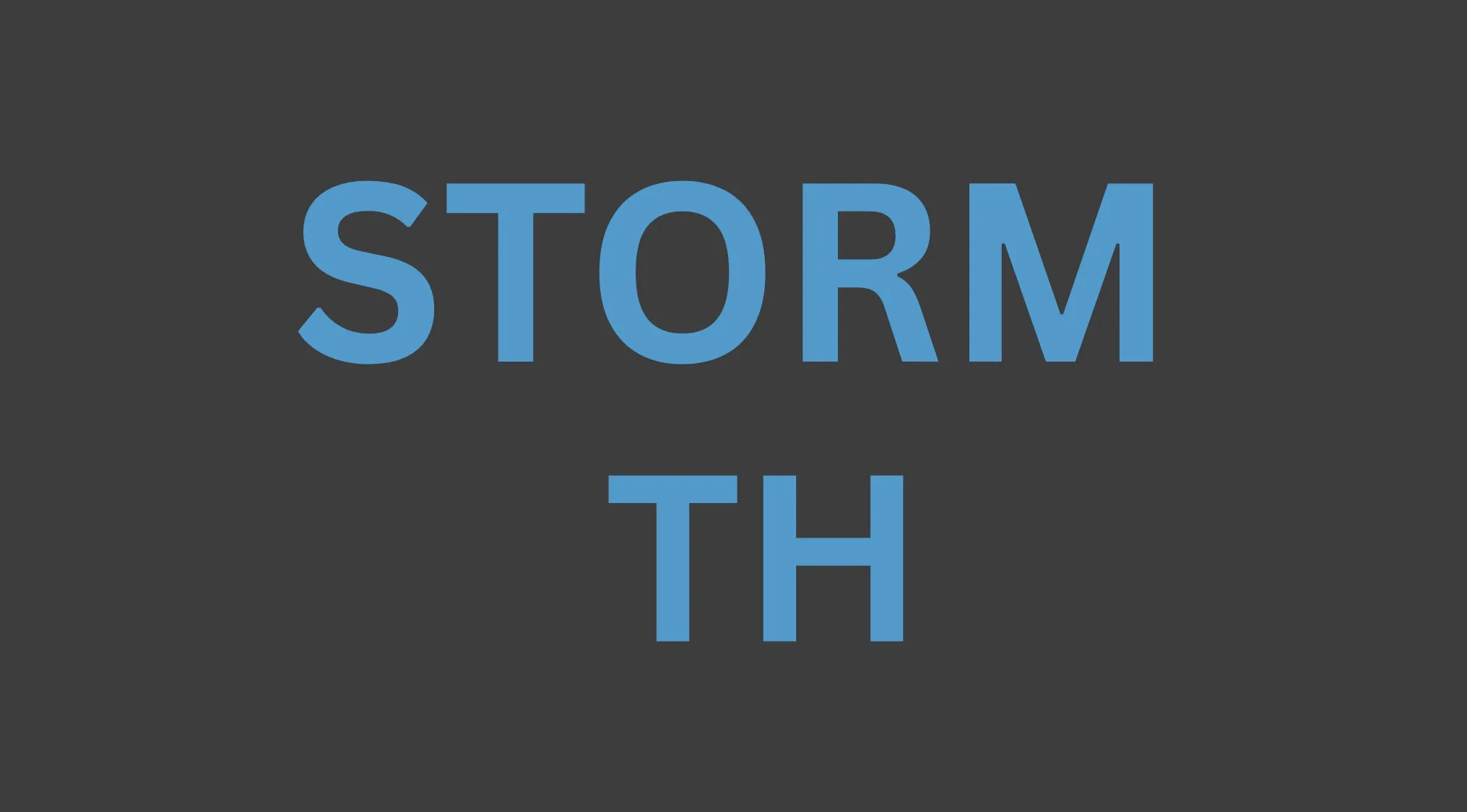 A rebus puzzle showing the word STORM with the letters TH positioned under it.