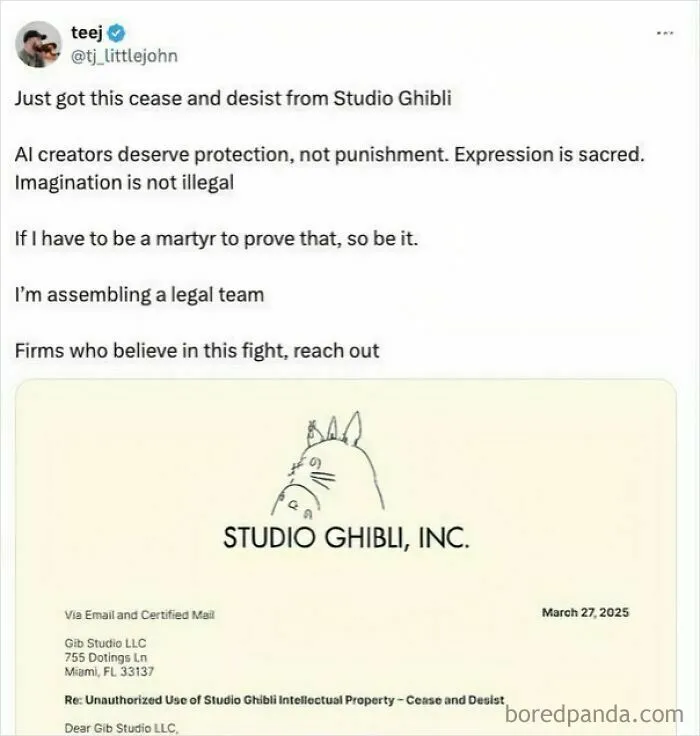 AI Artist Is Complaining About Studio Ghibli Not Allowing Freedom Of Creativity