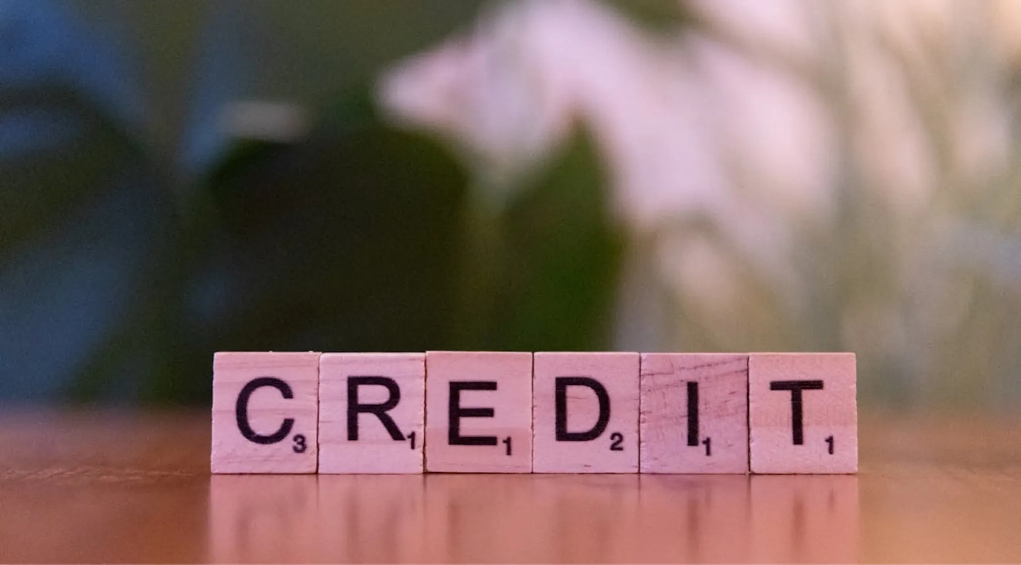Scrabble tiles spelling CREDIT, illustrating what a credit score means in Home Economics.