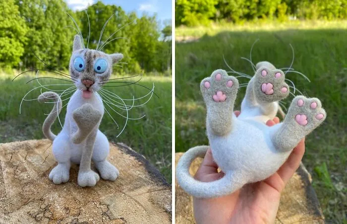 Artist Makes Felted Cats With Whiskers That Deserve Their Own Fan Club (43 Pics)