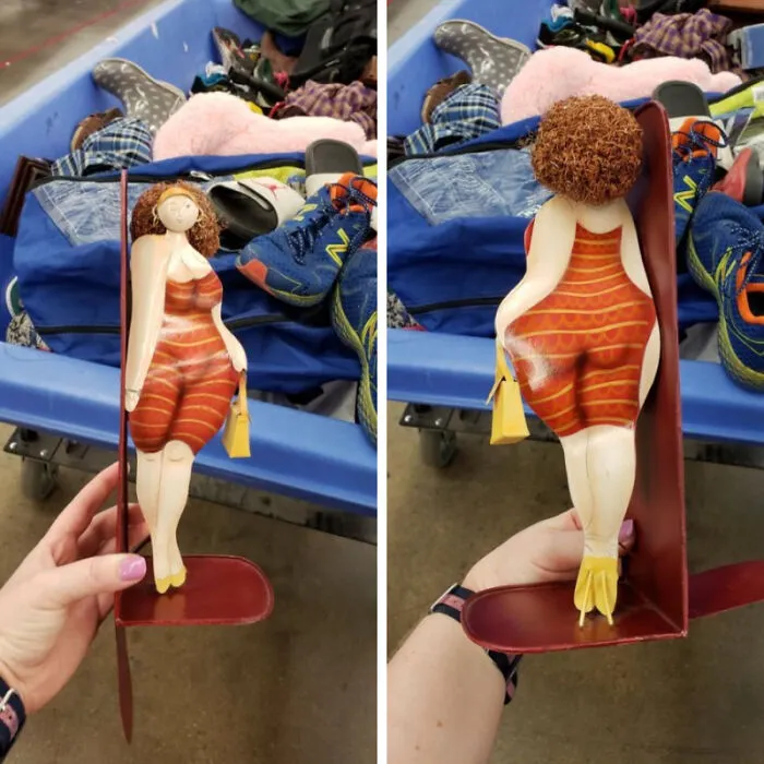 Found This Amazing Weird Bookend At My Goodwill Outlet. Her Hair Was Metal