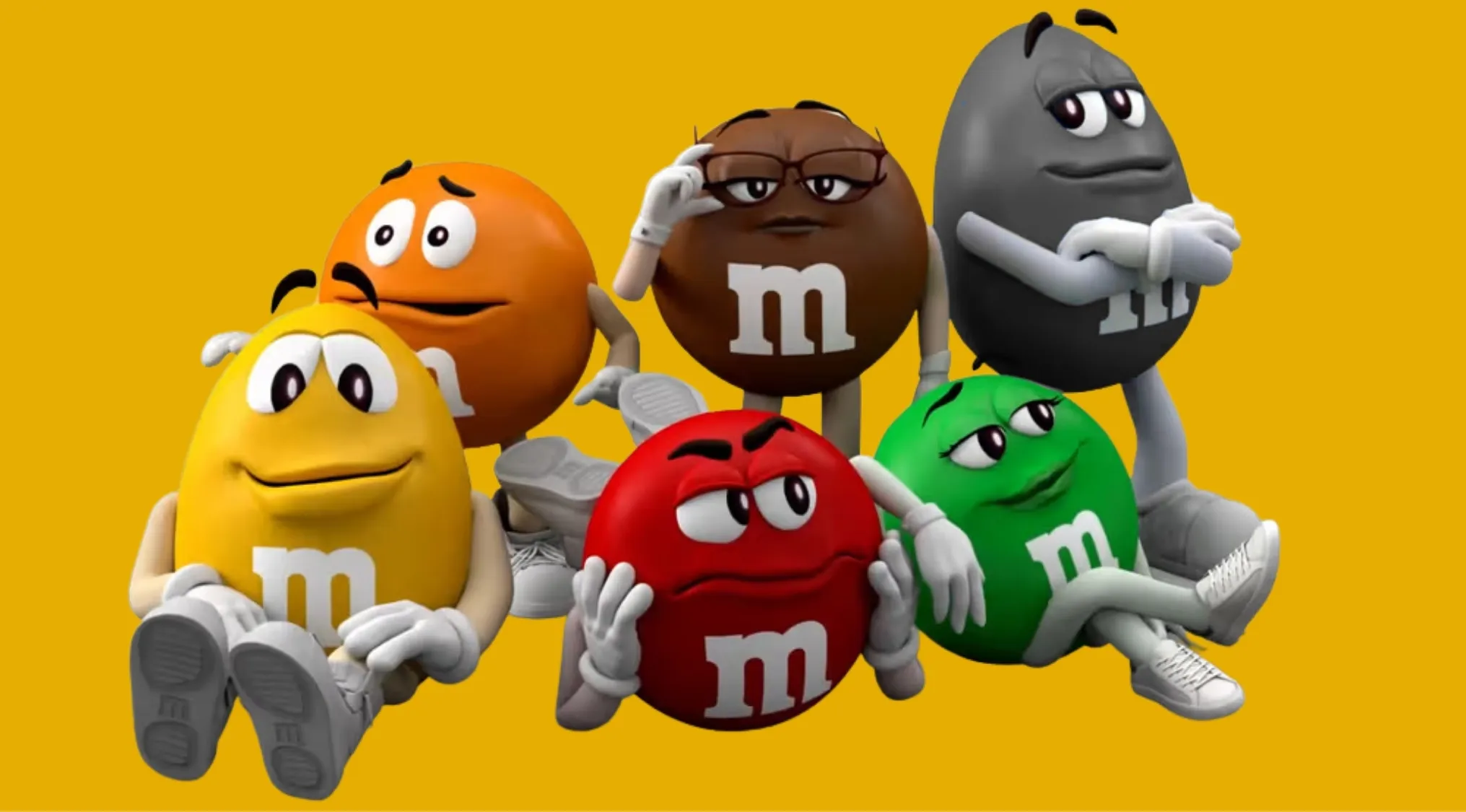 A picture showing different colored M&M's with one color greyed out