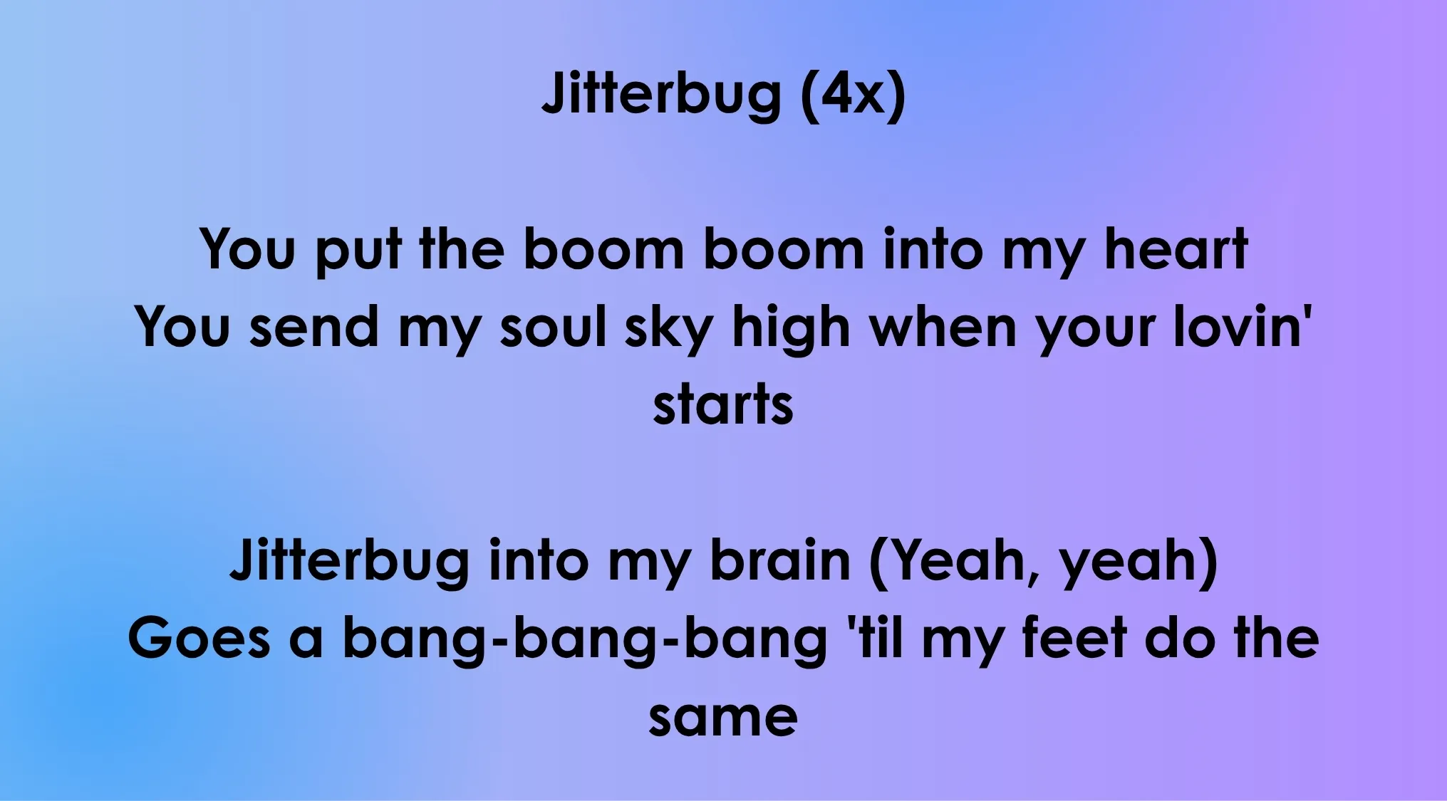 Black text on a gradient blue-purple background showing opening lyrics of 80s-90s songs for a quiz.