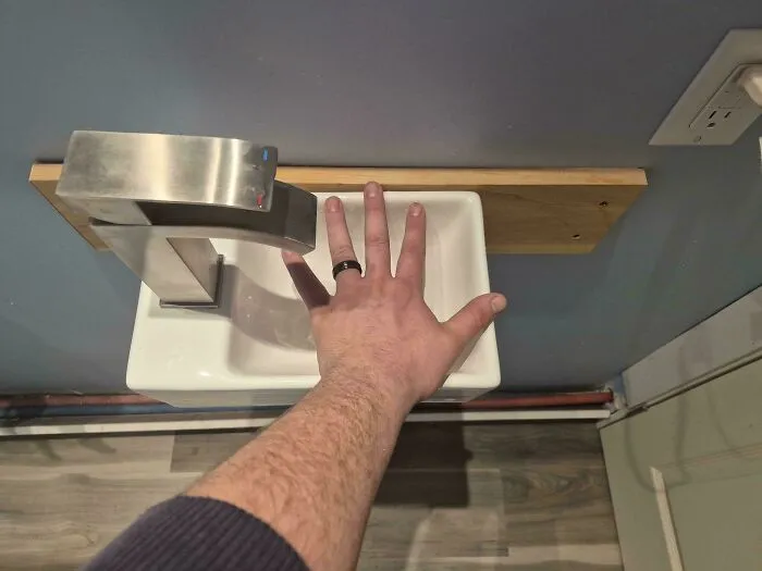 My In-Laws Sink. "It Was Cheap". They Don't Have Reason For A Tiny Sink, It's Borderline Unusable. They Have A Decently Sized Bathroom