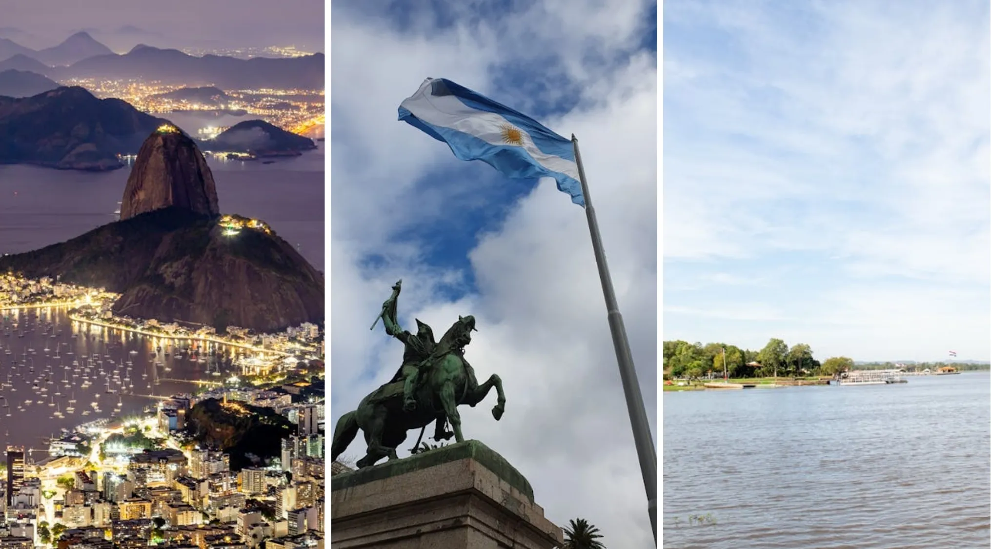 Geography Connections Quiz: Images of Brazil, Argentina, and Paraguay, representing the Triple Point.