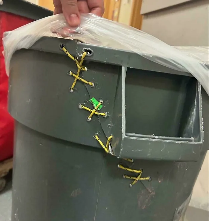 I Work In Low-Income/Mental Health Housing, And A Tenant Fixed Our Hallway Trash Bin After Accidentally Breaking It
