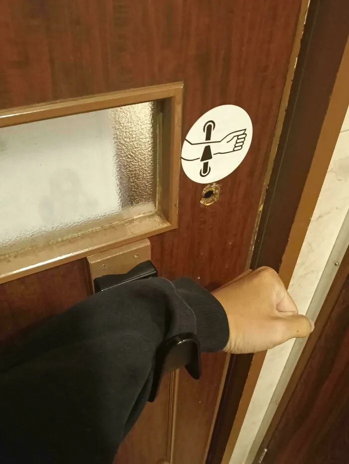 Went To A Restaurant Toilet In Japan And The Door Handle Lets You Open It With Your Forearm Instead Of Your Hand