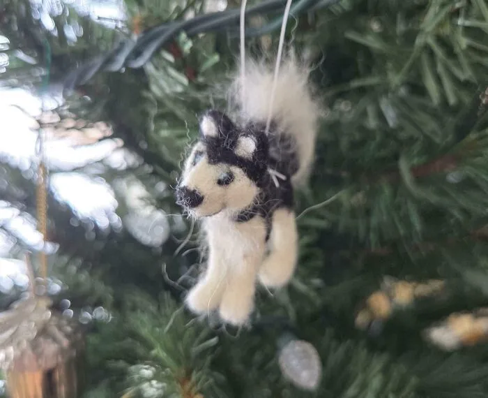 Coworker Made An Ornament From Our Husky's Shed Hair