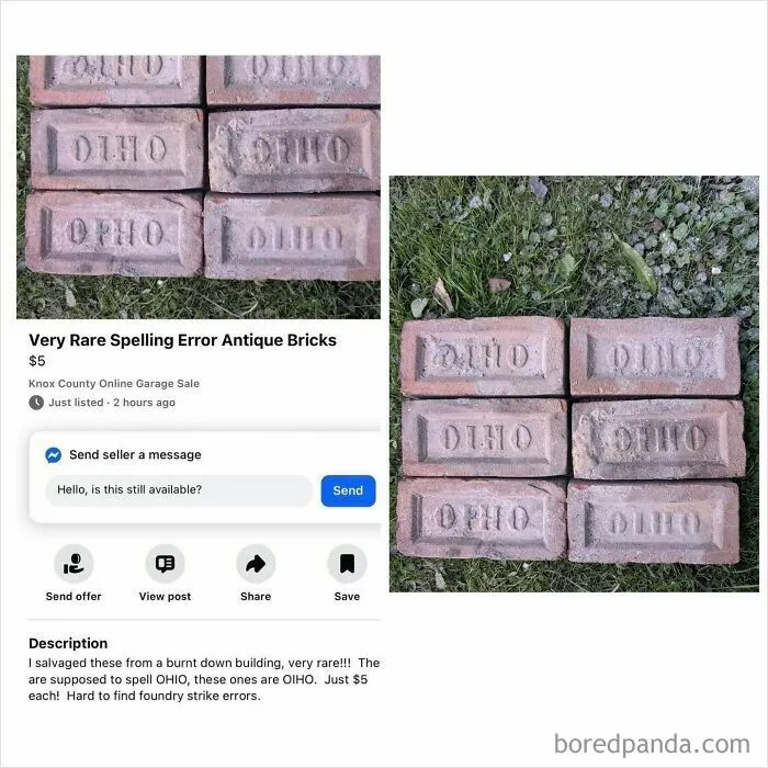 Very rare spelling error antique Ohio bricks for sale